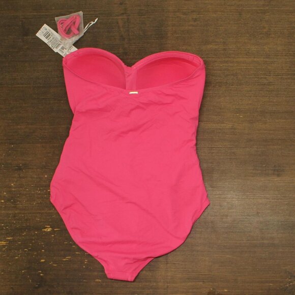 NWT Anne Cole Live In Color Twist Front Shirred One Piece Swimsuit Pink Glow 12 - Picture 4 of 7